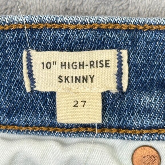 Madewell Jeans Womens 27 Blue 10" High Rise Skinny Zip Fly Custom Flare Hem - Picture 4 of 12